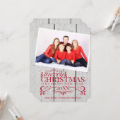 メリークリスマスハッピーニューイヤースクリプトカスタムの写真 カード (正面/裏面インサイチュ)