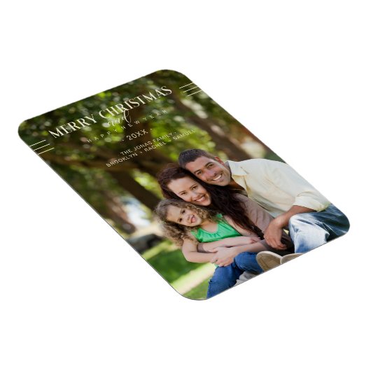 メリークリスマスハッピーニューイヤースクリプトカスタムの写真 マグネット (右側)