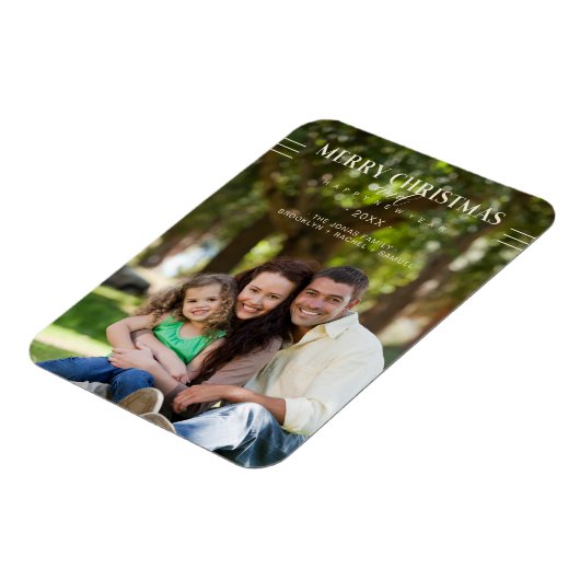 メリークリスマスハッピーニューイヤースクリプトカスタムの写真 マグネット (左側)