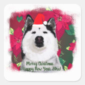 メリークリスマスハッピーニューイヤースタッカーカスタム文字 スクエアシール (正面)