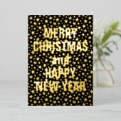 メリークリスマスハッピーニューイヤースターブラック&金ゴールド 箔シーズンカード (立ち正面)