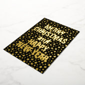 メリークリスマスハッピーニューイヤースターブラック&金ゴールド 箔シーズンカード (回転した状態)