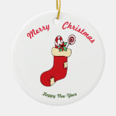 メリークリスマスハッピーニューイヤーセラミックオーナメント セラミックオーナメント (正面)