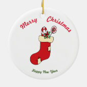 メリークリスマスハッピーニューイヤーセラミックオーナメント セラミックオーナメント (裏面)