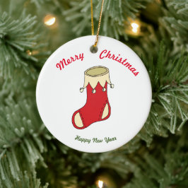メリークリスマスハッピーニューイヤーセラミックオーナメント セラミックオーナメント