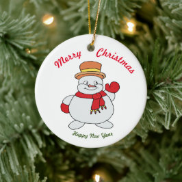 メリークリスマスハッピーニューイヤーセラミックオーナメント セラミックオーナメント