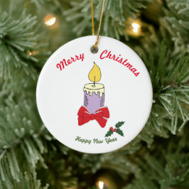メリークリスマスハッピーニューイヤーセラミックオーナメント セラミックオーナメント