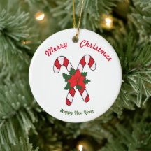メリークリスマスハッピーニューイヤーセラミックオーナメント