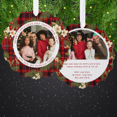 メリークリスマスハッピーニューイヤータータンチェック家族写真 オーナメントカード