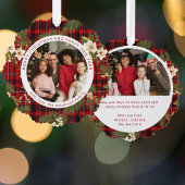 メリークリスマスハッピーニューイヤータータンチェック家族写真 オーナメントカード