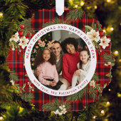 メリークリスマスハッピーニューイヤータータンチェック家族写真 オーナメントカード