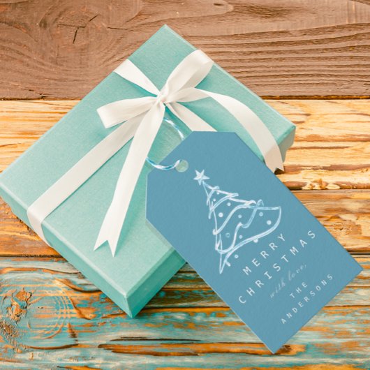 メリークリスマスハッピーニューイヤーツリーブルーへのギフト ギフトタグ