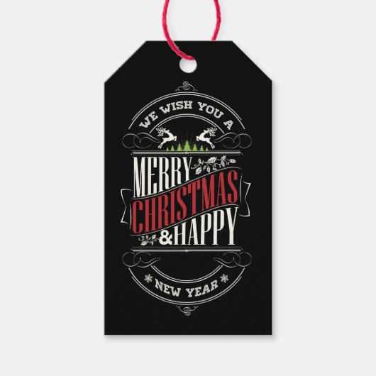 メリークリスマスハッピーニューイヤーデザイン ギフトタグ (正面)