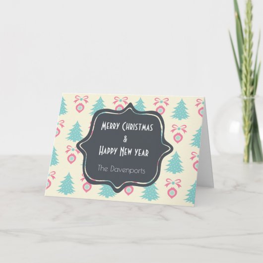 メリークリスマスハッピーニューイヤーフェスティバルパターン シーズンカード (正面)