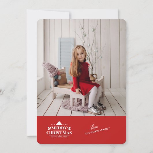 メリークリスマスハッピーニューイヤーフォトグリーティングカード シーズンカード (正面)