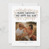 メリークリスマスハッピーニューイヤーフローラホリデーカード シーズンカード (正面)