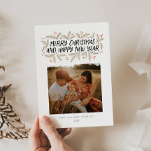 メリークリスマスハッピーニューイヤーフローラホリデーカード