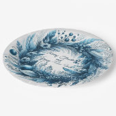 メリークリスマスハッピーニューイヤーブルーリース ペーパープレート (アングル)