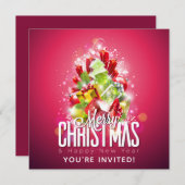 メリークリスマスハッピーニューイヤープレゼント&ツリー 招待状 (正面/裏面)