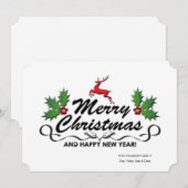 メリークリスマスハッピーニューイヤーホリデーカード シーズンカード (正面/裏面)