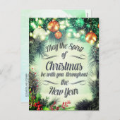 メリークリスマスハッピーニューイヤーホリデーグリーティング シーズンポストカード (正面/裏面)