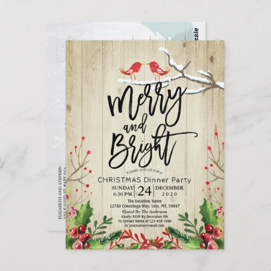 メリークリスマスハッピーニューイヤーホリデーサンタパーティー ポストカード (正面/裏面)