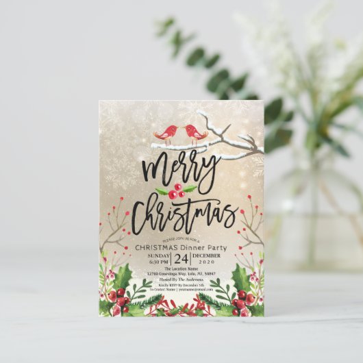 メリークリスマスハッピーニューイヤーホリデーサンタパーティー ポストカード (スタンド正面)