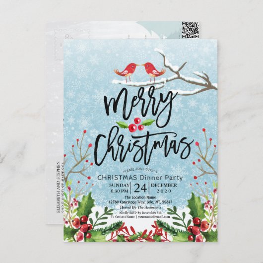 メリークリスマスハッピーニューイヤーホリデーサンタパーティー ポストカード (正面/裏面)