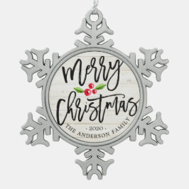 メリークリスマスハッピーニューイヤーホリデーパーティードコール スノーフレークピューターオーナメント