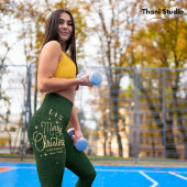 メリークリスマスハッピーニューイヤーモダングリーン&金ゴールド レギンス