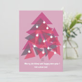 メリークリスマスハッピーニューイヤーモダンピンク 招待状 (スタンド正面)