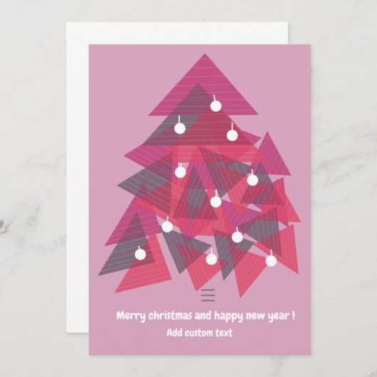 メリークリスマスハッピーニューイヤーモダンピンク 招待状 (正面/裏面)