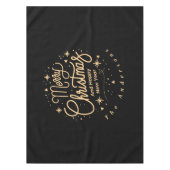 メリークリスマスハッピーニューイヤーモダンブラック&金ゴールド テーブルクロス (正面)