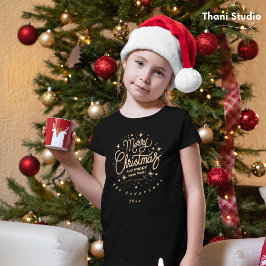メリークリスマスハッピーニューイヤーモダンブラック&金ゴールド Tシャツ