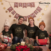 メリークリスマスハッピーニューイヤーモダンブラック&金ゴールド Tシャツ