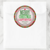 メリークリスマスハッピーニューイヤーラウンドステッカー ラウンドシール (バッグ)