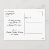 メリークリスマスハッピーニューイヤーリースブラック金ゴールド シーズンポストカード (裏面)