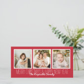 メリークリスマスハッピーニューイヤーレッド3フォトオーバーレイ シーズンカード (スタンド正面)