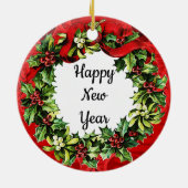 メリークリスマスハッピーニューイヤーヴィンテージオーナメント セラミックオーナメント (裏面)