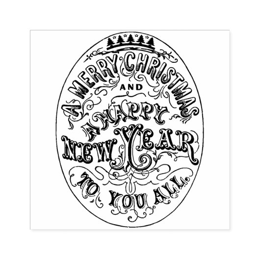 メリークリスマスハッピーニューイヤーヴィンテージタイポグラフィ ラバースタンプ (インプリント)