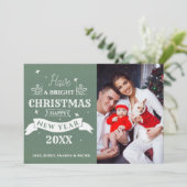 メリークリスマスハッピーニューイヤー写真タイポグラフィ カード (スタンド正面)