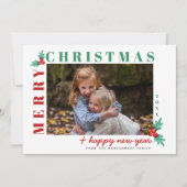 メリークリスマスハッピーニューイヤー写真ホリデーカード シーズンカード (正面)