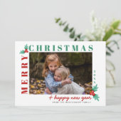 メリークリスマスハッピーニューイヤー写真ホリデーカード シーズンカード (スタンド正面)