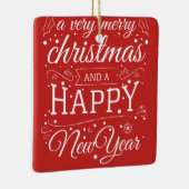 メリークリスマスハッピーニューイヤー写真モノグラム セラミックオーナメント (右)