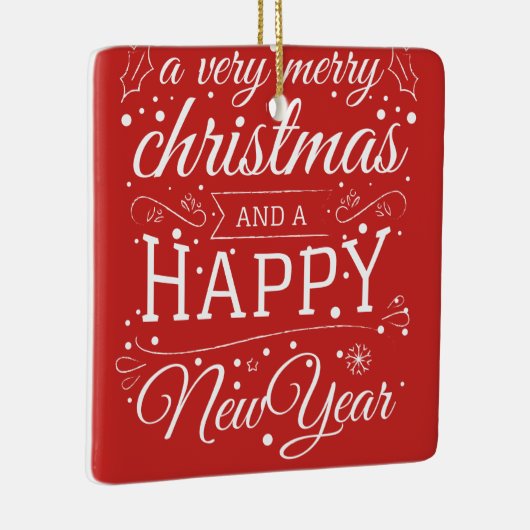 メリークリスマスハッピーニューイヤー写真モノグラム セラミックオーナメント (右)