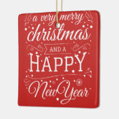 メリークリスマスハッピーニューイヤー写真モノグラム セラミックオーナメント (左)