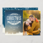 メリークリスマスハッピーニューイヤー冬のシーン写真 シーズンカード (正面/裏面)
