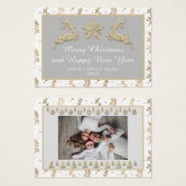 メリークリスマスハッピーニューイヤー名グレー金ゴールド (正面&裏面)