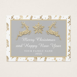 メリークリスマスハッピーニューイヤー名グレー金ゴールド