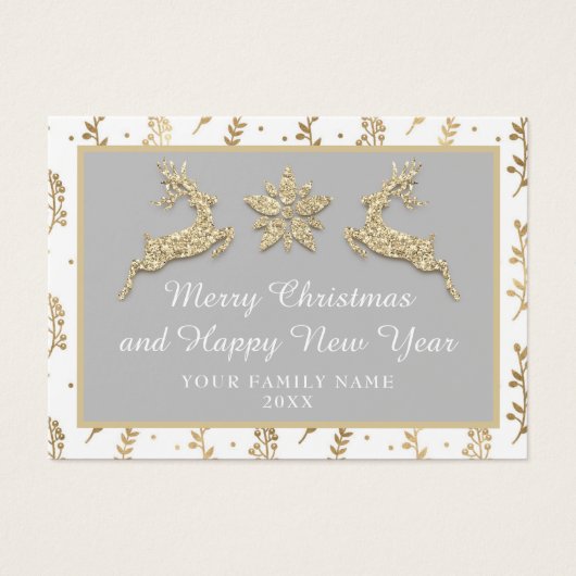 メリークリスマスハッピーニューイヤー名グレー金ゴールド (正面)
